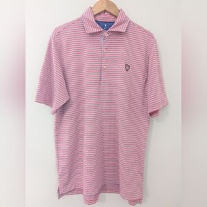 Fairway & Greene Pink Stripe Polo Mens Large Golf USA Made